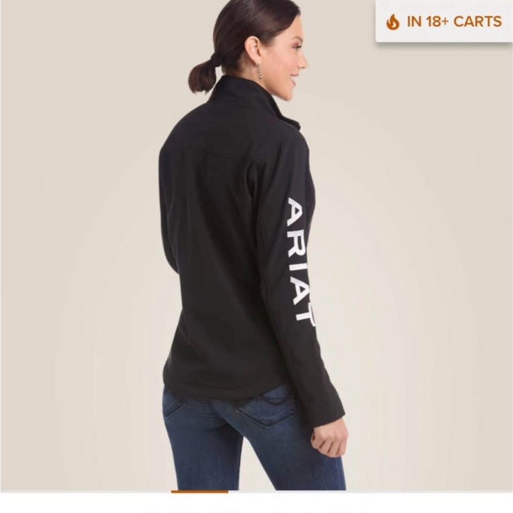 Ariat Black Softshell Jacket with White Sleeve Logo